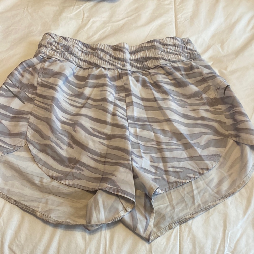 White and Grey Zebra Print Shorts